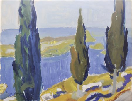 Herbert Dobretzberger (Innsbruck 1915 – 1968) Am Gardasee;Tempera, 41 x 52...