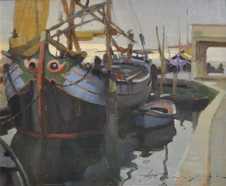 Ulderico Giovacchini (Florenz/ 1890 – Bozen 1965) Chioggia;Öl auf tafel Signiert