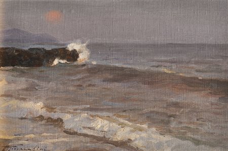 Ulderico Giovacchini Meeresküste;Öl auf Leinwand, 24 x 37 cm, gerahmt Signiert