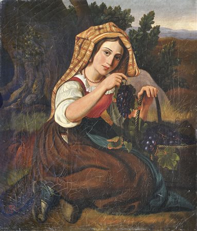 August Riedel (Bayreuth 1799 – Rom/Roma 1883) Mädchen mit Früchtekorb;Öl auf...