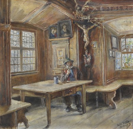 Balthasar Waltl (Kirchdorf 1858 – 1908 Innsbruck) Tiroler Stube, 1906;Öl auf...