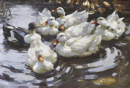 Alexander Koester Sieben Enten;Öl auf Leinwand, 55,5 x 82,5 cm, gerahmt Signiert