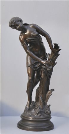 Mathurin Moreau (Dijon 1822 – Paris 1912) Figur eines Mädchens;Metall...