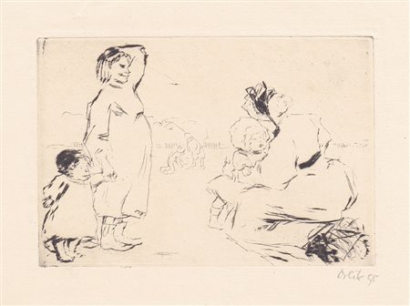 Emil Orlik Die Antipoden (Arbeiterfrau mit Kind und bürgerliche Dame mit...