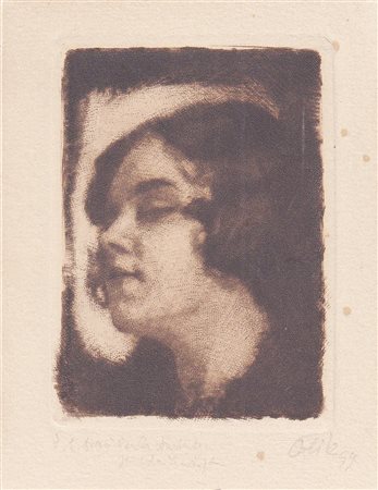 Emil Orlik Bildnis Paula A. zu Weihnacht, 1899;Radierung, 8,6 x 6,3 cm...