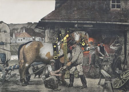 Max Kurzweil (Bisenz/Bzenec 1867 – Wien/Vienna 1916) Vor der Schmiede, um...