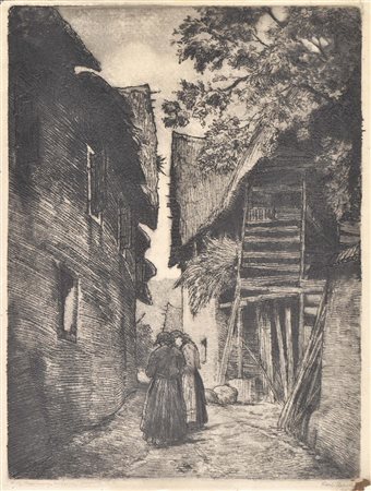 Karl Pferschy Dorfgasse in Judikarien, 1925;Radierung, 31,5 x 23,5 cm...