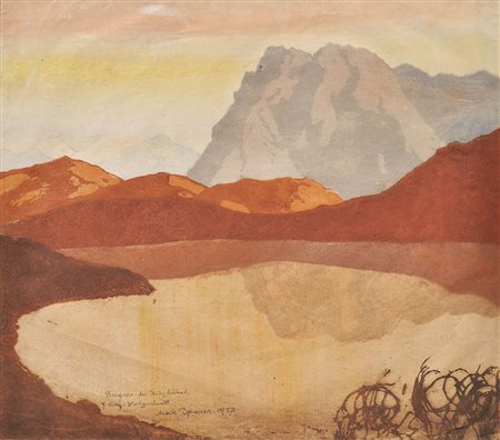Max Sparer Bergsee bei Kitzbühel, 1957;Farbholschnitt, 46 x 52 cm, kleiner...