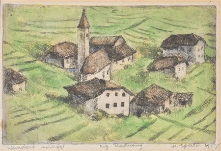 Max Sparer Weindorf Montiggl, 1955;Aquarellierte Radierung, 12,3 x 18,8 cm...