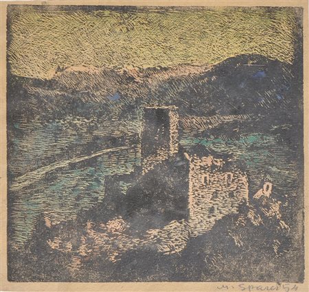 Max Sparer Leuchtenburg / Laimburg, 1954;2 kolorierte Holzschnitte, 12 x 14,6...