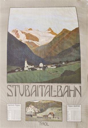 Hans Josef Weber-Tyrol Plakat „Stubaital-Bahn (Neustift)“, um...