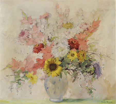 Rolf Regele (Bozen/Bolzano 1899 – 1987) Blumenstrauß;Öl auf Holz, 78 x 90 cm,...