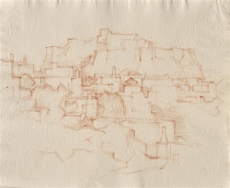 Wilfried Kirschl Patmos, 1990;Rötel, 41 x 50 cm Datiert