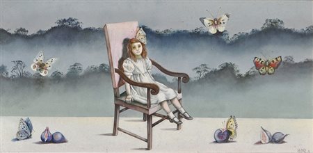 Gundi Groh Im Regenwald, 1993;Öl auf Platte, 21,7 x 43 cm, gerahmt Signiert...