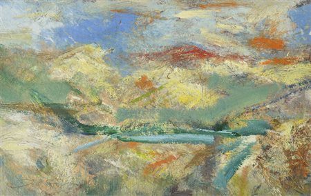 Ivo Rossi Sief Landschaft;Öl auf Holz, 22 x 35 cm, gerahmt Signiert