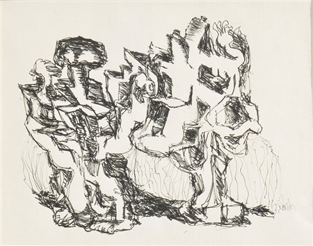 Jakob de Chirico (* Innsbruck 1943) Dokument von Kassel 1987/88;Tusche, 23 x...