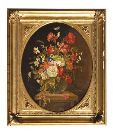 R. Herbst (19. Jh./Ottocento) Blumenstillleben;Öl auf Leinwand, 77 x 60 cm,...