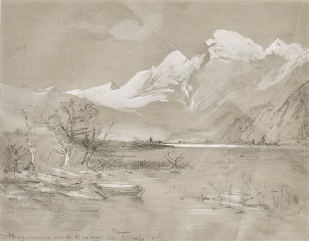 Maler des späten 19. Jh. Ortlergruppe mit Haidersee;Bleistift, Deckweiß, 24 x...