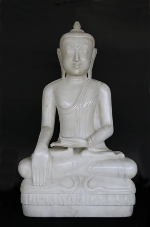 - Buddha Shakyamuni, Burma, 19. Jh.;Marmor, Höhe 58 cm, sehr feine Arbeit