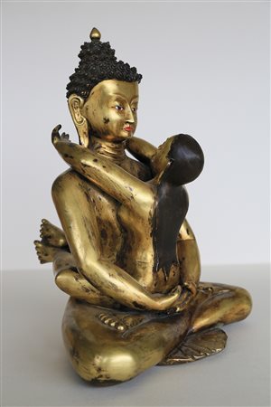 - Adibuddha Samantabhadra, Nepal, Mitte 20. Jh.;Feuervergoldete Bronze,...