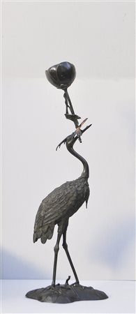 - Reiher, um 1900;Bronziertes Metall, Höhe 104 cm