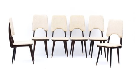 ICO PARISI (ATTRIBUITO) Serie di sei sedie, anni ‘50 Struttura in palissandro...