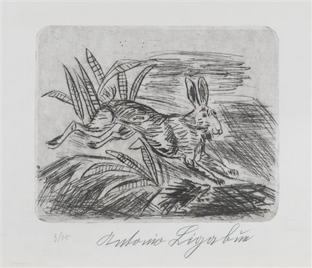 ANTONIO LIGABUE (Zurigo 1899 - Gualtieri 1965) Coniglio Acquaforte, ex. 3/15...
