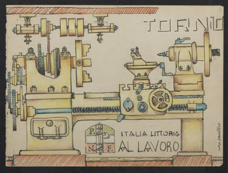ARTISTA ITALIANO XX SECOLO Progetto per Tornio Progetto per Trapano Veloce...