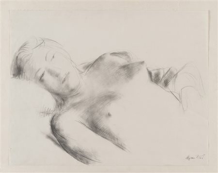 GIACOMO MANZU (Bergamo 1908 - Roma 1991) Nudo sdraiato Stampa, cm. 46 x 58,5...