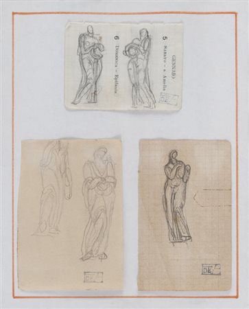 EDOARDO DE ALBERTIS (Genova 1874 - 1950) Angeli, inizi '900 Figure di angeli,...