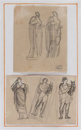 EDOARDO DE ALBERTIS (Genova 1874 - 1950) Coppia di angeli, inizi '900 Figure...