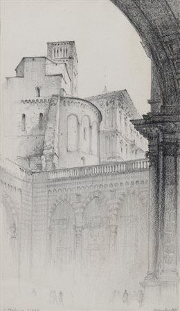 RICCARDO LOMBARDO (Genova 1893 - 1957) Santo Stefano, 1929 Matita su carta,...