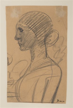 MARIO SIRONI (Sassari 1885 - Milano 1961) Busto di donna, seconda metà degli...