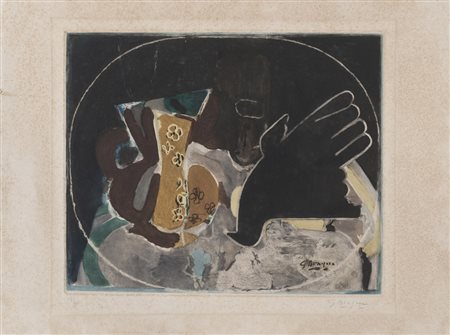 GEORGE BRAQUE (Argenteuil 1882 - Parigi 1963) Nature morte à l'oiseau noir...