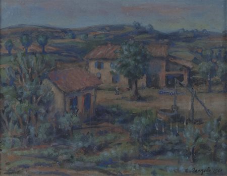 CARLO TERZOLO (Incisa Scapaccino 1904 - Torino 1975) Paesaggio con pozzo,...