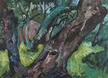 CARLO LEVI (Torino 1902 - Roma 1975) Quercia nel bosco Olio su tela, cm. 73,5...