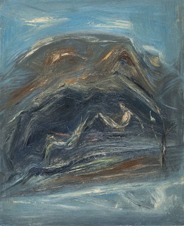 GIOVANNI STRADONE (Roma 1911 - 1981) Uomo in collina Olio su tela, cm. 54,5 x...