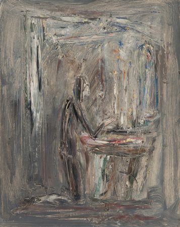 GIOVANNI STRADONE (Nola 1911 - Roma 1981) Il cero alla madonna, 1972 Olio su...