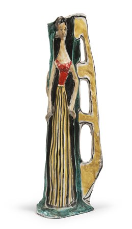 VASO PRODUZIONE PUCCI, UMBERTIDE 1947-1960 ceramica policroma dipinta a mano...
