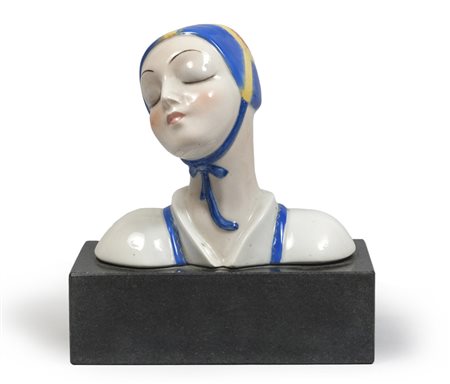 ALESSANDRO MOLA (Cagliari 1903 - 1957) Testina desulana, anni '40 Ceramica...