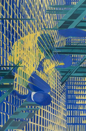 TITINA MASELLI (Roma 1924 - 2005) Boxeurs e grattacielo, 1980 Acrilico su...