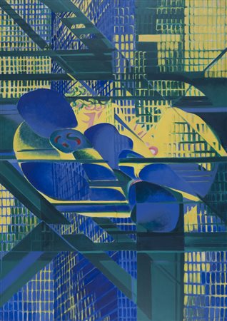 TITINA MASELLI (Roma 1924 - 2005) Boxeurs, 1977 Acrilico su tela, cm. 195 x...