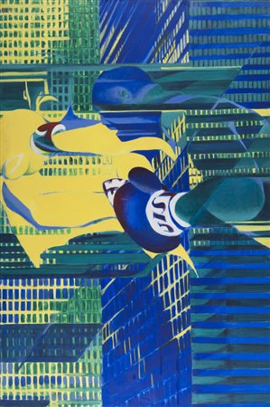 TITINA MASELLI (Roma 1924 - 2005) Boxeurs, 1976 Acrilico su tela, cm. 195 x...