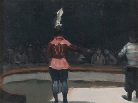 ALBERTO ZIVERI (Roma 1908 - 1990) Circo Olio su tela, cm. 40,5 x 30,5 Firma...