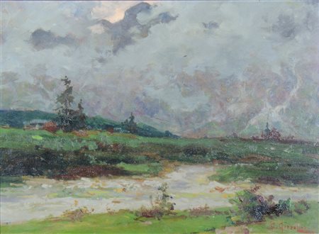 Ciro Garzolini Trieste 1883-1972 "Temporale imminente" cm. 27x37 - olio su...