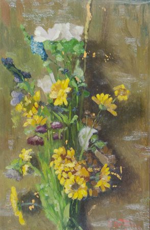 Ciro Garzolini Trieste 1883-1972 "Mazzo di fiori" cm. 30x20 - olio su...