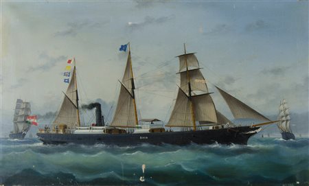 Maestro del XIX secolo "Veliero Said a 3 alberi" cm. 44x72 - olio su tela...