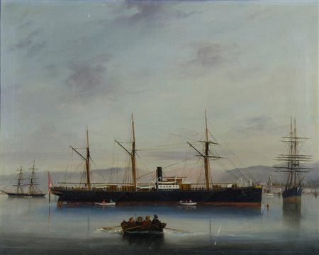 Maestro del XIX secolo "Veliero Ettore" cm. 42x53 - olio su tela