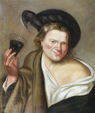 Maestro del XVIII secolo "Bevitore" cm. 64x53 - olio su tela foderata
