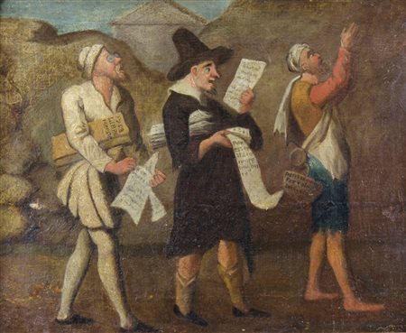 Maestro del XVIII secolo "Scena allegorica" cm 30x40 - olio su tela foderata